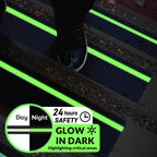 LifeGrip Outdoor Stair Treads Non-Slip 12 Pack, 6"x32" Glow in Dark Stripe Waterproof Grip Tape for Wooden Steps, Deck, Porch - 80-Grit Adhesive Strips for Dogs, Kids & Elderly Safety