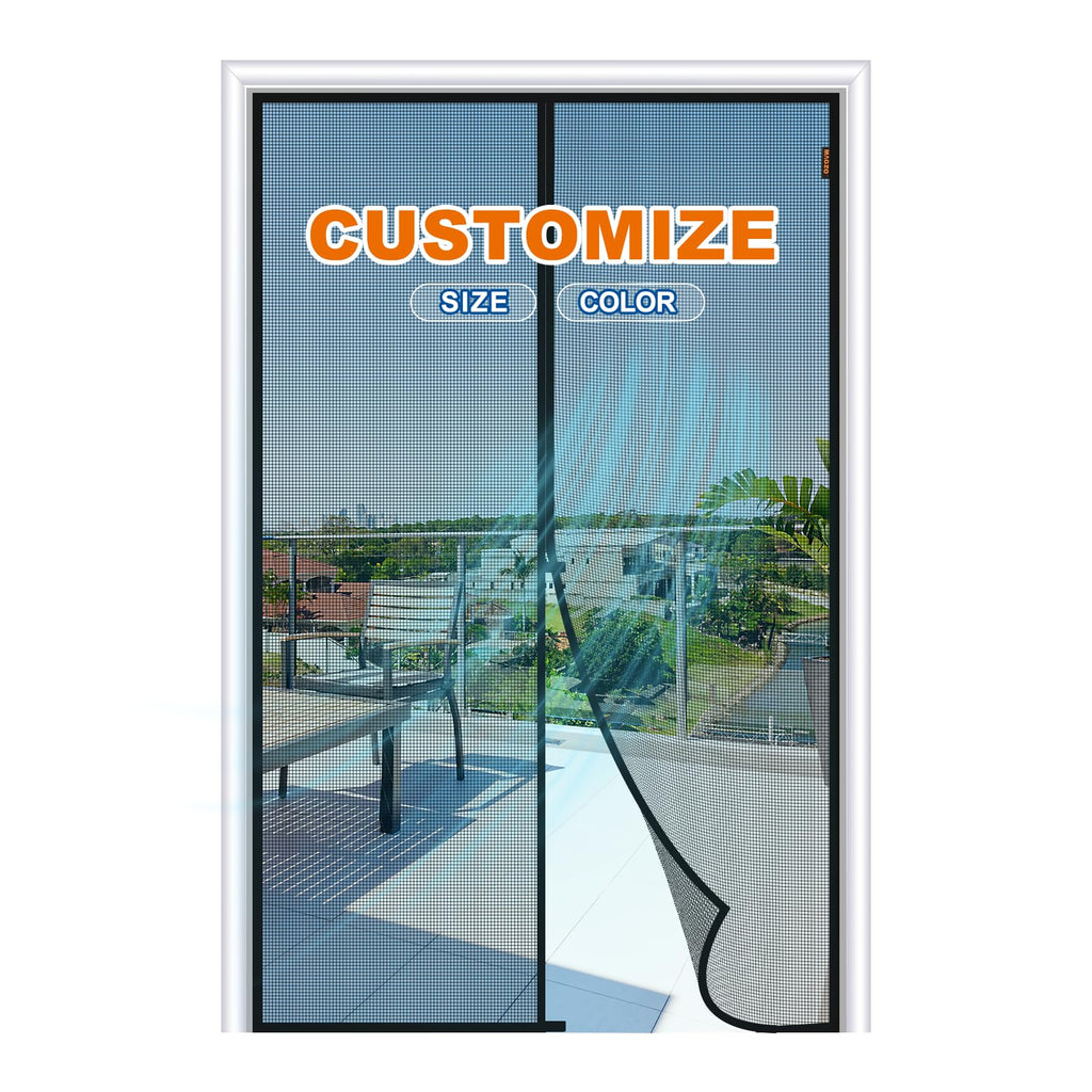 MAGZO Customized Magnetic Screen Door, Sturdy Magnets Double Mesh Door Screen Curtain with Full Frame Hook & Loop for French Entrance