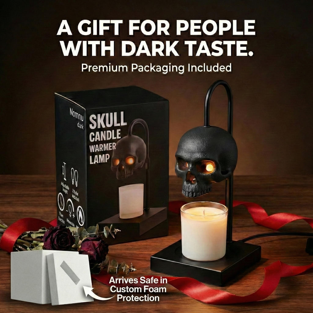 Nomnu Skull Candle Warmer Lamp, Black Spooky Gothic Decor w/Timer & Dimmer