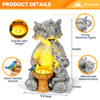 GIGALUMI Solar Garden Statues Bird Bath Elephant 9", Loving Elephant Decor, Yard Decorations Outdoor, Elephant Figurine Lights for Outside, Garden Decor Unique Housewarming Gifts for Women, Mom