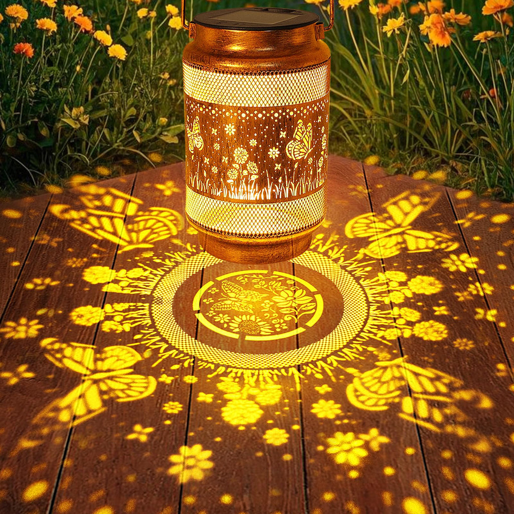 Butterfly Solar Lanterns Outdoor Waterproof with Shepherd Hook, Gifts for Birthday Women Mom Grandma, Metal Solar Hanging Lights Garden Decor for Outside Yard Patio Pathway Backyard Porch