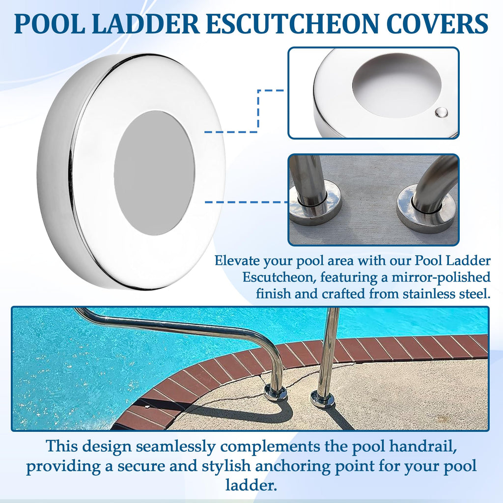 TonGass (6-Pack) Stainless Steel Pool Ladder Escutcheon Plates Fits 1.9" Inner Diameter Tubing Compatible with Inground Above Ground Pool Handrail Ladders Covers Rings