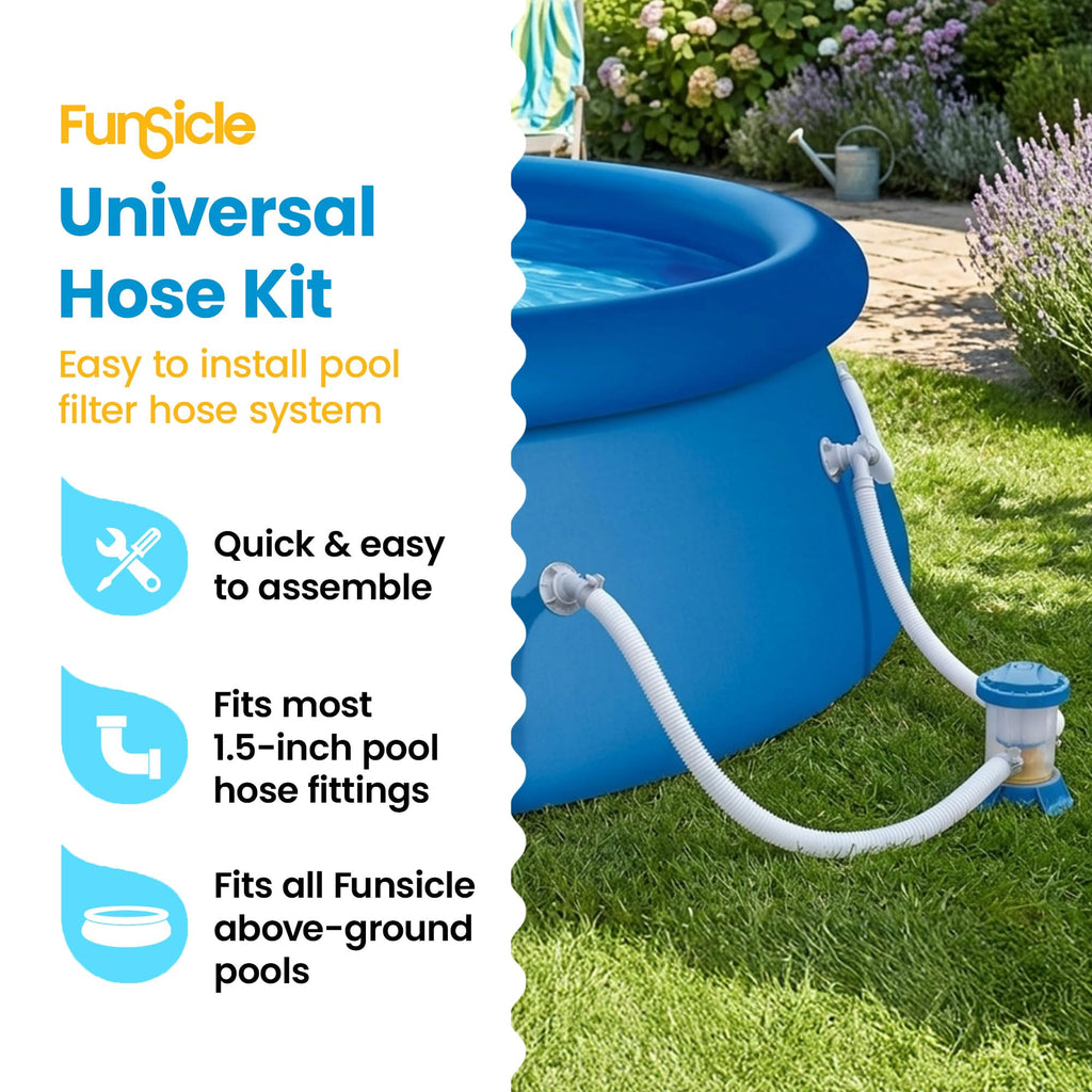 Funsicle P56000017 Universal Hose Kit, Replacement Hose for Above-Ground Pools, Hose with 2 Clamps, 59" L x 1.5" Dia.