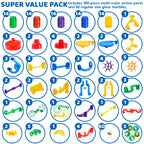 JOYIN 207Pcs Glowing Marble Run, Construction Building Blocks Toys with 5 Glow in The Dark Glass Marbles, STEM Toy for Boys and Girls, Educational Toy(147 Plastic Pieces + 60 Glass Marbles)