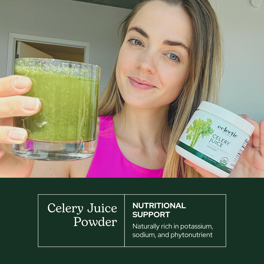 Eclectic Herb - Organic Celery Juice Powder | Nutritional Supplement | Hydration + Wellness Support, Vitamins + Minerals | Freeze Dried, USDA Organic, Non-GMO, Vegan, Gluten Free (3.2 oz | 90 g)