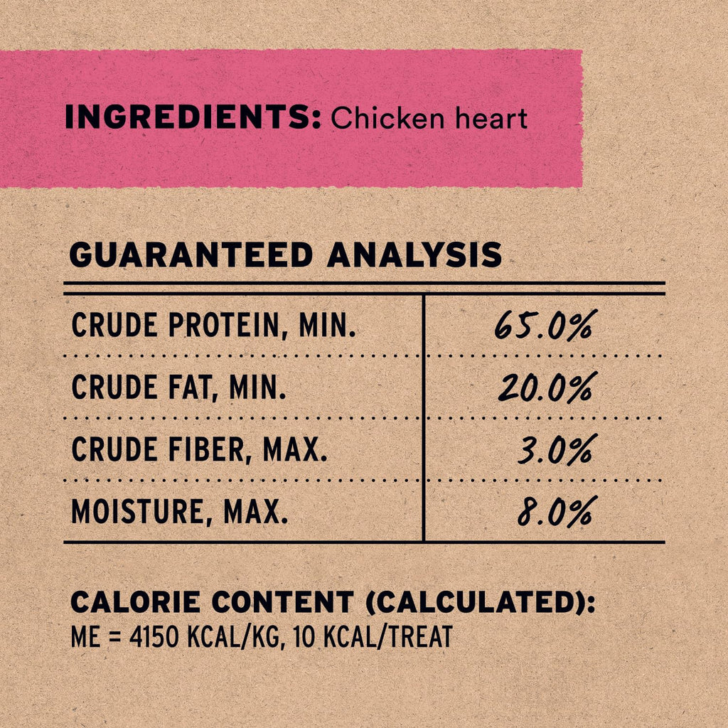 Vital Essentials Freeze Dried Raw Chicken Hearts Dog Treats, 3.75 oz Bag