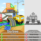 Magnetic Tiles Magnetic Construction Set with 2 Cranes Boys Toys for Ages 3-5 5-7 8-10 Building Toys Includes Crane, Road Tracks, Train, Train Tracks, Dolls, Car Toy, Traffic Lights and Stations