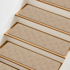 TranquilMoments Stair Treads Non-Slip for Wooden Steps, 4Pack - 8" x 30" Edging Stair Runner Indoor for Kids Elders & Pets, Washable Carpet Stair Treads with Peel & Stick Reusable TPE Backing, Beige