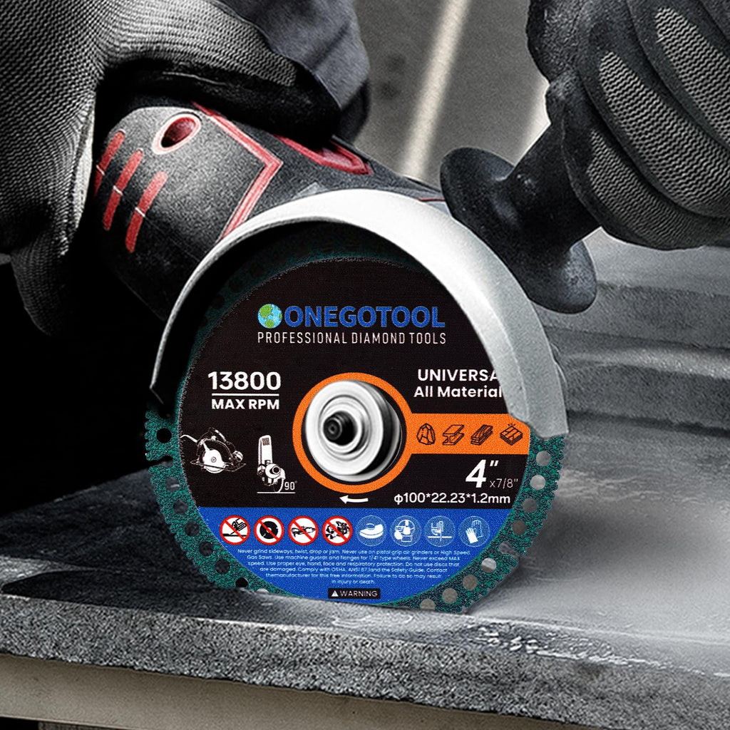 ONEGOTOOL 4 inch Indestructible Cutting Discs for Angle Grinder 7/8" Blades Cut Off Wheels Tool Diamond Metal rebar Porcelain Tile Granite Marble Smooth Cutter (3pcs)