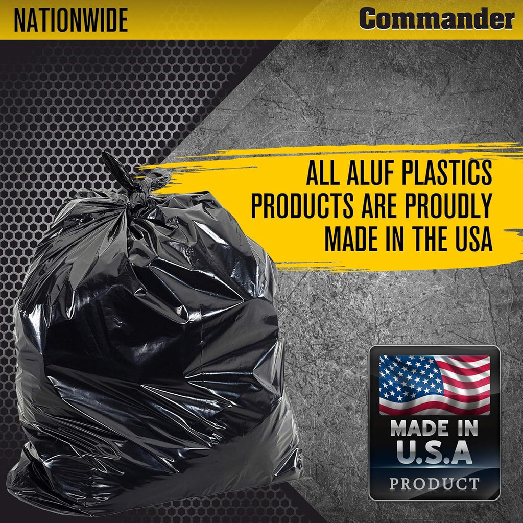 Commander 55 Gallon 3 MIL (eq) Heavy Duty Contractor Bags with Flap Ties - 36" x 56" with flaps - For Contractor,Industrial,& Outdoor,(Pack of 20)