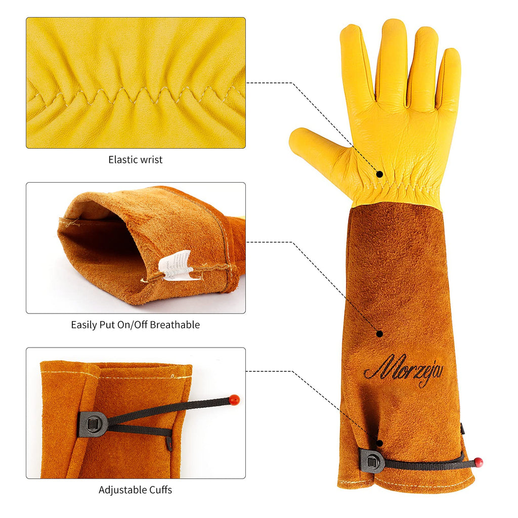Gardening Gloves for Men&Women, [2026 Updated] Professional Rose Pruning Gloves Thorn Proof, Adjustable Cuff, Breathable Leather Cowhide Long Garden Gloves,Garden Gifts & Tools for Gardener,Yard Work
