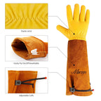 Gardening Gloves for Men&Women, [2026 Updated] Professional Rose Pruning Gloves Thorn Proof, Adjustable Cuff, Breathable Leather Cowhide Long Garden Gloves,Garden Gifts & Tools for Gardener,Yard Work