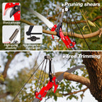 Pole Saw for Tree Trimming, 2-in-1 Tree Pruner with Saw & Pruning Scissors, 10FT Tree Trimmer, Quadruple Pulley System for High Branch Trimming, Yard, Garden & Orchard