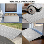 Door Threshold Ramp 3" Rise Door Ramp Aluminum Entry Ramp or Doorways Rated 800 lbs Load Capacity forWheelchair Scooters Power Chairs Walkers Metallic