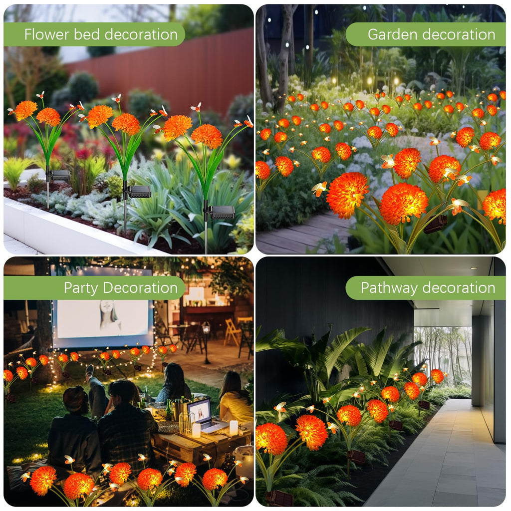 Solar Garden Lights, 6 Pack Swaying Bee Lights with Flowers, Waterproof Firefly Light Outdoor for Garden Patio Yard Pathway Decoration, Gifts for Women Mother's Day