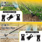 BlumeTrec 2-in-1 Weed Rake and Garden Hoe, 68" Weed Puller Tool with Long Handle, Manual Weeds Remover, Heavy Duty Stand Up Weeder Uprooting Weeding Pull Tool for Garden Yard Lawn Patio