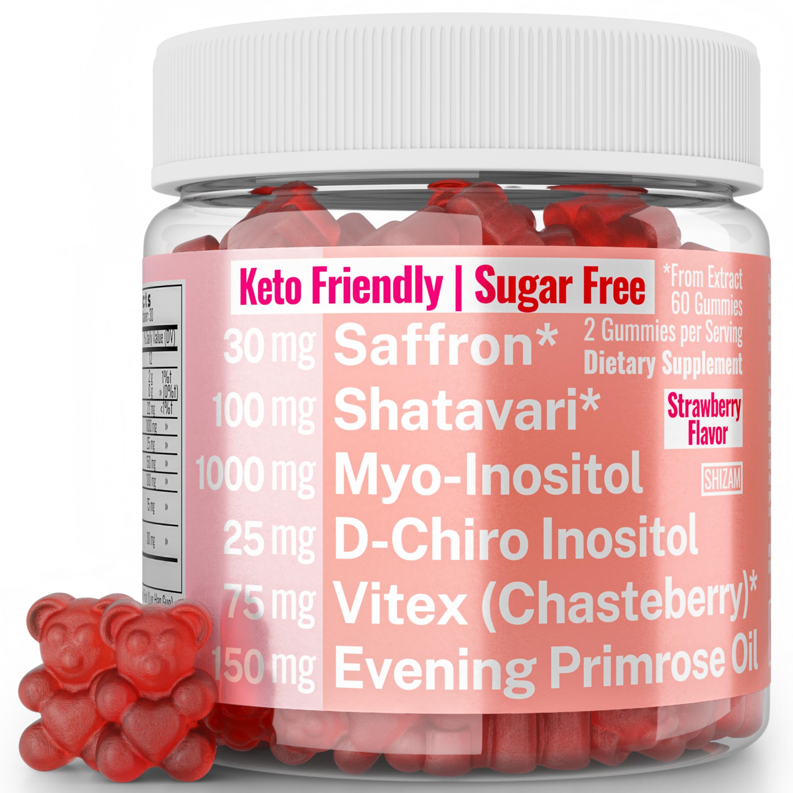 Evening Primrose Oil Vitex Chaste Tree Berry Saffron Threads Extract Shatavari Root Myo-Inositol & D-Chiro Inositol Gummies for Women Capsules Power Supplement Alt Organic Chasteberry Herb Myoinositol