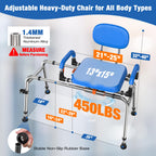 WHLICKS Sliding Shower Chair with Wide 360° Swivel Seat, 450lbs Tub Transfer Bench for Bathtub, Adjustable Height and Arms Width Shower Seat for Inside Shower, Shower Chair for Elderly and Disabled