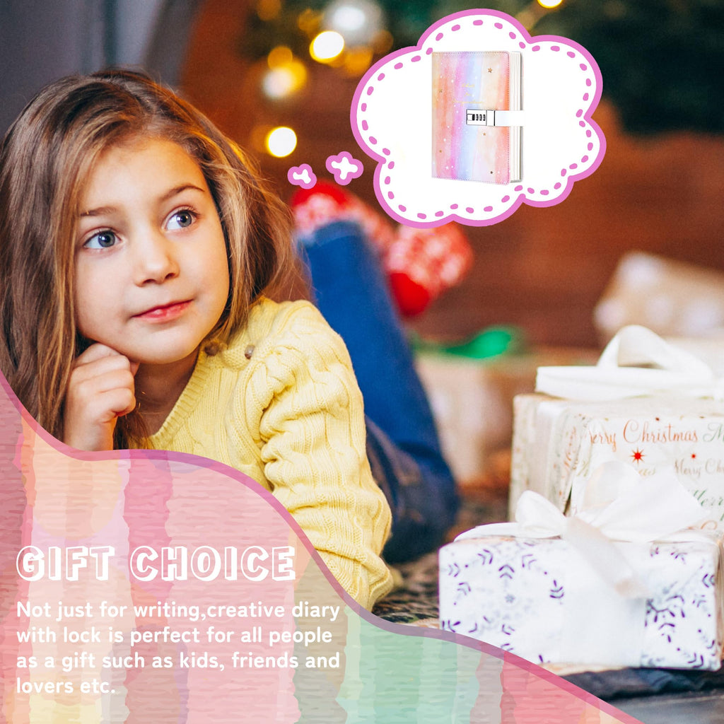 CAGIE Diary with Lock for Girls Age 8-12,Birthday Gifts for 9 10 11 12 Year Old Girls, Tie Dye Design 192 Pages Diary with Pen, 5.7 x 8.5 Inch Journal with Lock for Women Girl (Orange)