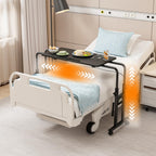 LINGMI Recliner Table, Overbed Table with Wheels Adjustable Height and Length Over Bed Desk, Hospital Heavy Duty Metal Leg Laptop Stand Tray