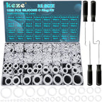 KEZE 1228 Pcs 32 Size Silicone O Rings Assortment Kit with Pick and Hook,White Heat Resistance VMQ Seal O Ring Set Metric OD:4-32mm