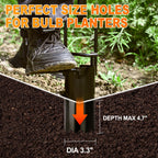 BARAYSTUS Bulb Planter Tool Long Handle, Tulip Bulb Planter Tool with Serrated Base & Double Pedal, Soft T Grip Sod Plugger, Heavy Duty Bulb Planter Tool for Digging Holes Sowing Plant Bulb