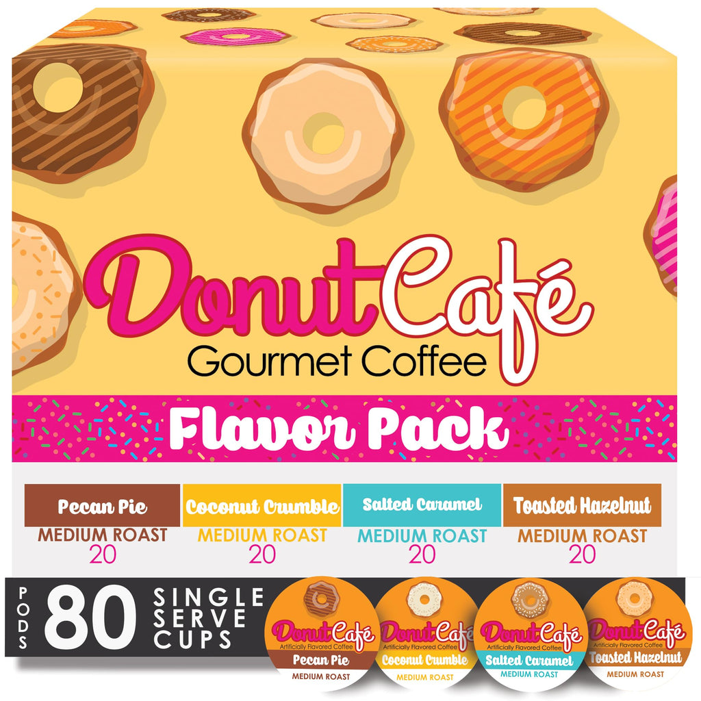 Donut Café K-Cup Coffee Pods, Medium Roast, Flavored Variety, 80 Count