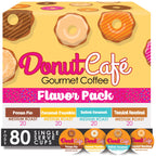 Donut Café K-Cup Coffee Pods, Medium Roast, Flavored Variety, 80 Count