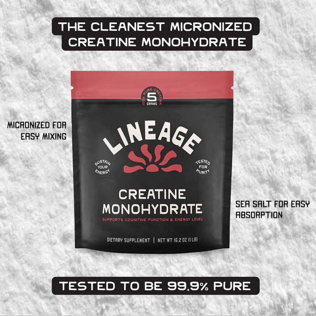 Lineage Provisions Micronized Creatine Monohydrate with Sea Salt - Micronized Creatine Powder for Training & Performance – No Artificial Ingredients – 90 Servings