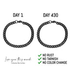 Love You This Much Stepped Up Dad Cuban Link Bracelet, Gifts for Stepfather, Birthday Gifts for Stepdad, Christmas Gift Ideas for Step Dad (Onyx Black, Stainless Steel)