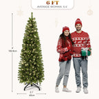 YITAHOME 6FT Prelit Green Fraser Fir Pencil Christmas Tree with Remote