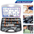 Taiss 400PCS Metric Flange Bolt Assortment kit,10.9 Grade M6x1.0/M8x1.25/M10x1.5 Bolt(12mm to 45mm) White zinc Plating Hex Metric Bolts and Nuts Washers,Nuts and Bolts Assortment kit (White)