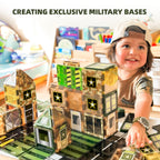 GobiDex Army Magnetic Tiles Road Set Building Toys for Boys 3+ Year Old, STEM Military Magnetic Blocks for Toddlers Construction Toys, Educational Sensory Magnets for Kids Birthday Gifts Boys & Girls