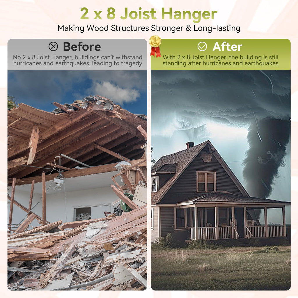 50 pcs 2x8 Joist Hanger,LU28 20 Gauge Galvanizing Face Mount Joist Hangers for Wood,Hurricane Tie for Rafter Fits Truss Connectors Rafter Hangers 2x8 Great for Floor Deck and Ceiling Joists