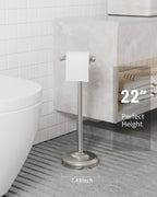 WZKALY Toilet Paper Holder Stand, Brushed Nickel Toilet Paper Holder Free Standing, Post Pivoting Design & Stable Weighted Base SUS304 Stainless Steel for Bathroom(Mega Roll)