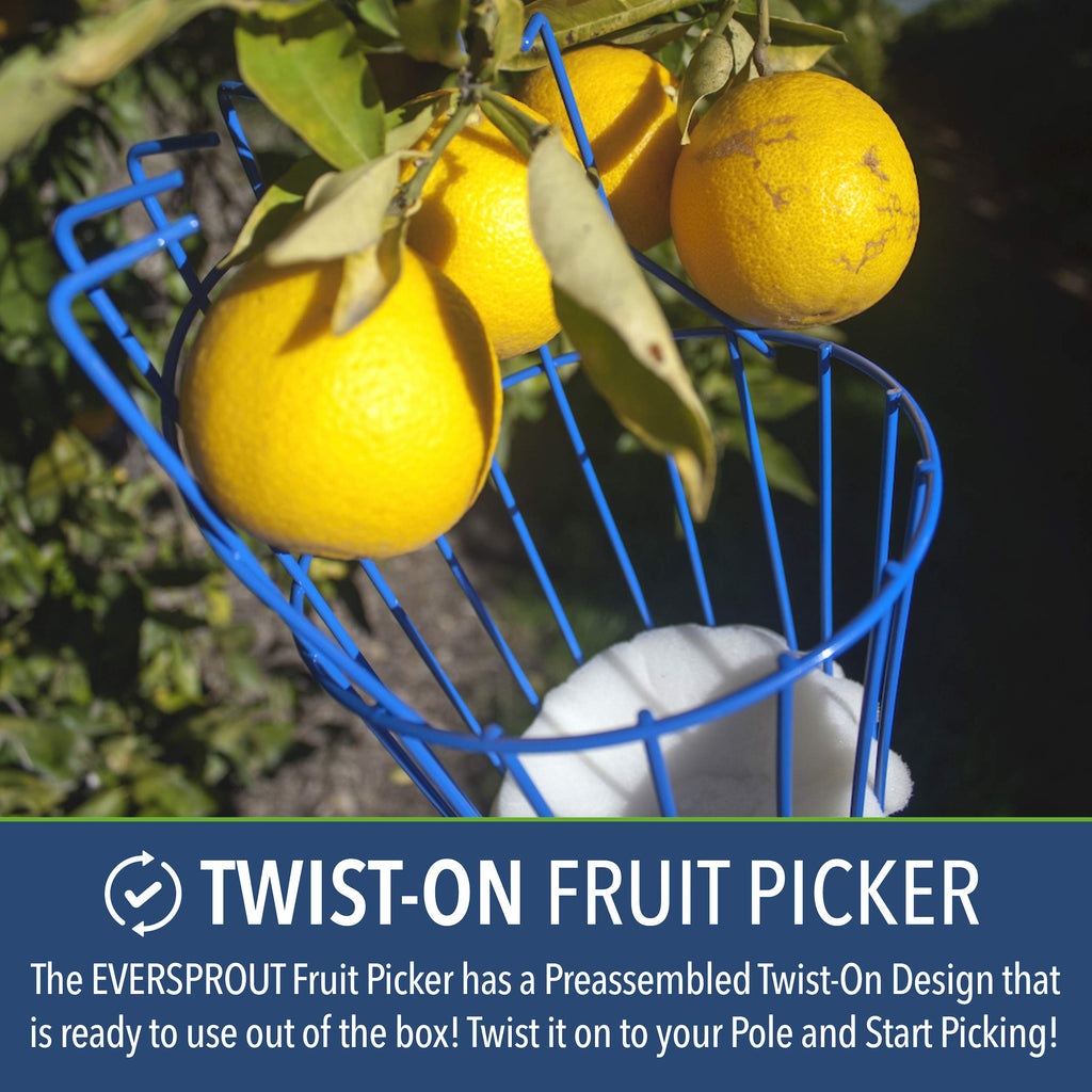 EVERSPROUT 4.5 to 12 Ft Fruit Picker with TwistOn Basket and Extension Pole
