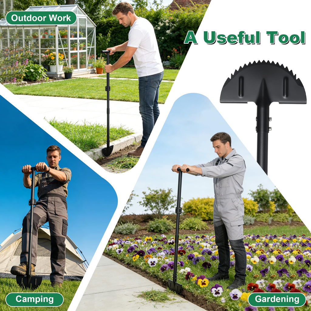 LLARGUEST Edger Lawn Tool, 49 Inch Long Handle Garden Edge with Saw Tooth Blade for Landscaping, Garden,Yard, Camping Heavy Duty Half Moon Edge with T-Grip,Garden Edging Tool