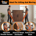 Forearm Forklift Shoulder Harness – Standard - Lift and Move Furniture, appliances, Supports up to 800 lb. Moving Harness Set, 2 Harnesses and 2 Center Straps that are ea 9’4” Long, 1 Pack, Orange