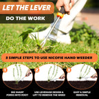 Nicofie 2025 Hand Weeder Tool, Rubber Handle Manual Weeder Puller Tool, Uprooting Weeding Tools, Crack Weeder Crevice, 4 Teeth Weeding Tool, Weeding Artifact Tool for Gardening (2 Pcs)