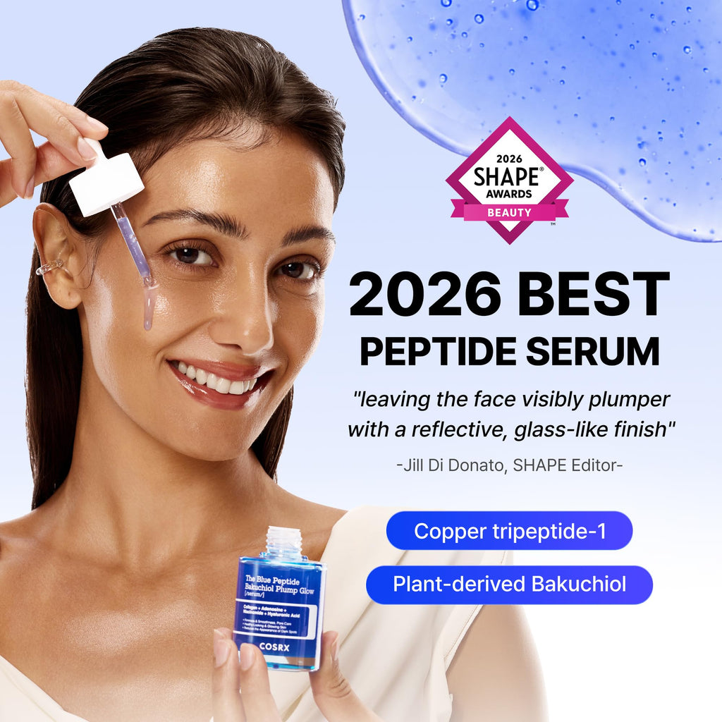 COSRX The Blue Copper Peptide Bakuchiol Serum, Glow & Plumping, 1.69 Fl Oz