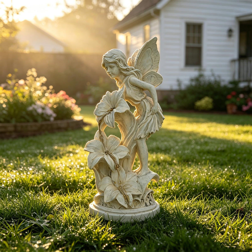 SAMPU Craft Angel Figurines Garden Statue with Solar Powered Light 12.2IN