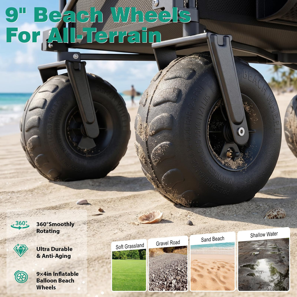 SUNNYFEEL Beach Wagon with Big Wheels for Sand - 300L Large Capacity