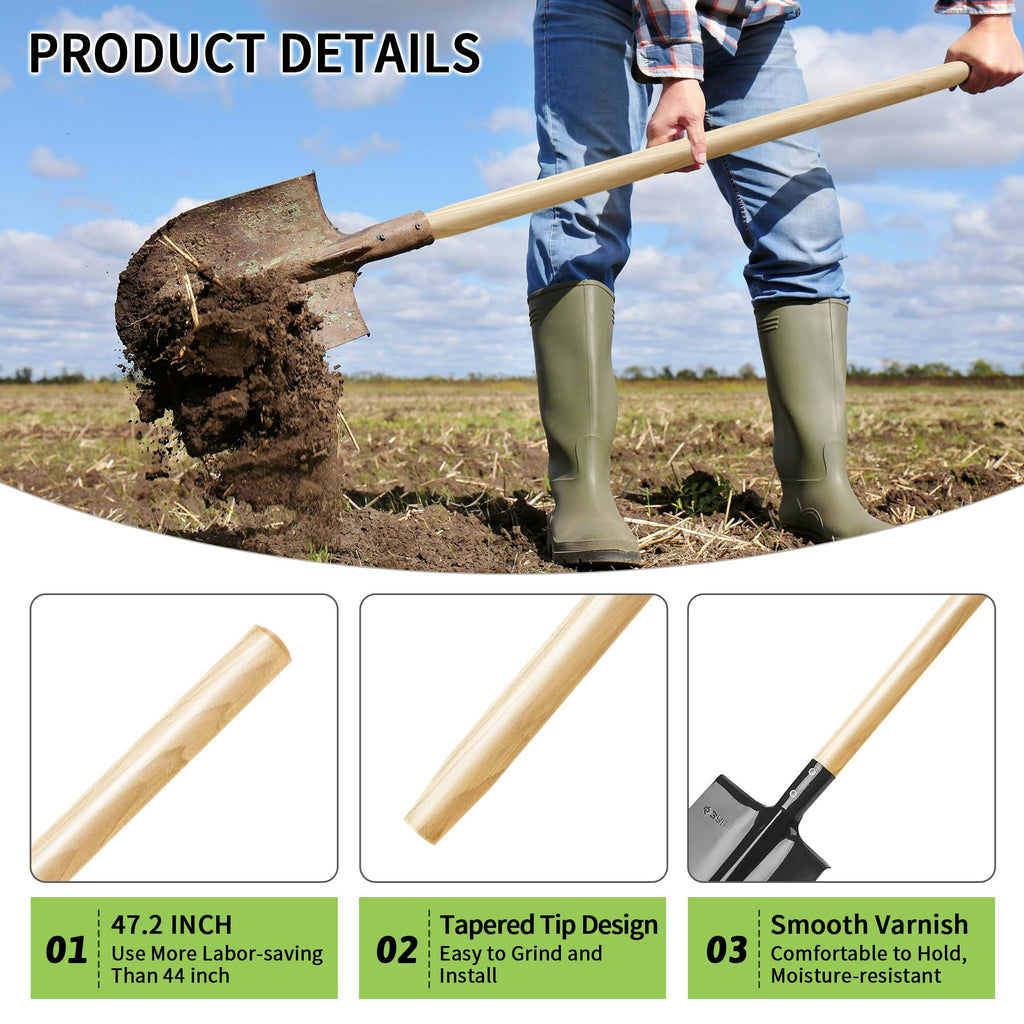 48" Wooden Shovel Handle Replacement for Garden