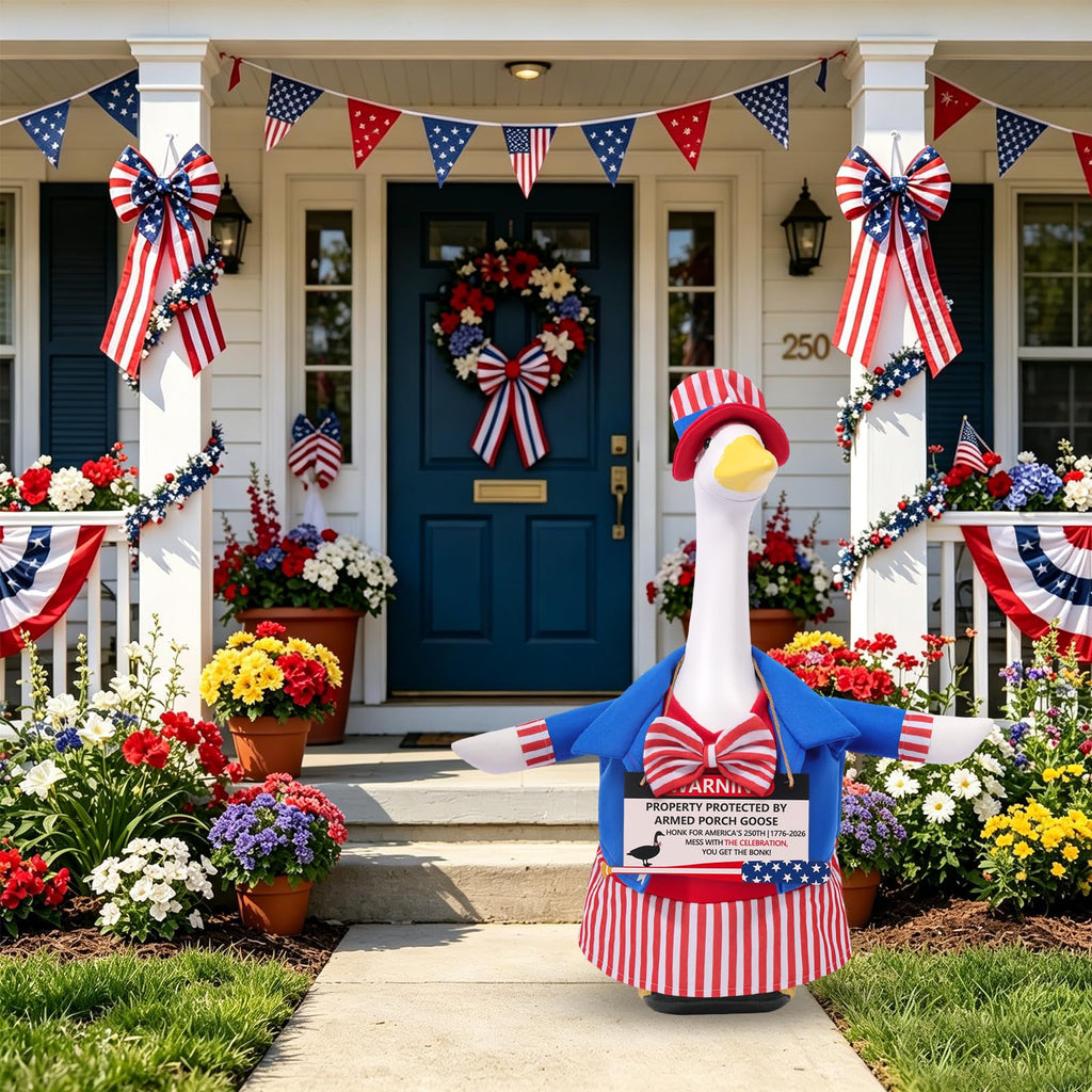 EIHFHIE 250th Independence Day Porch Goose Outfit for 23 Inch Goose Statue