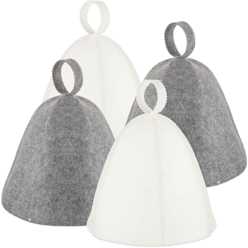 JaGely Sauna Hat for Men Women Sauna Hat Vaporarium Cap Russian Banya Cap for Bath House Accessories(Gray, White,4 Pieces)