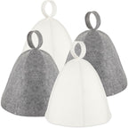 JaGely Sauna Hat for Men Women Sauna Hat Vaporarium Cap Russian Banya Cap for Bath House Accessories(Gray, White,4 Pieces)