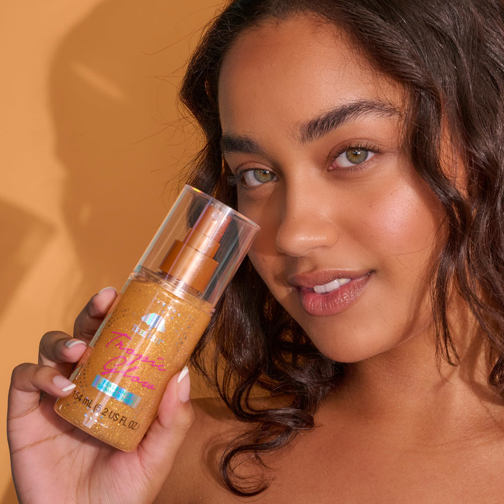 Tree Hut Tropic Glow Shimmer Mist, Light Shimmer Body Spray for a Radiant Look, Tropical Fragrance with Almond, Golden Amber, and Sandalwood, 5.2 fl oz