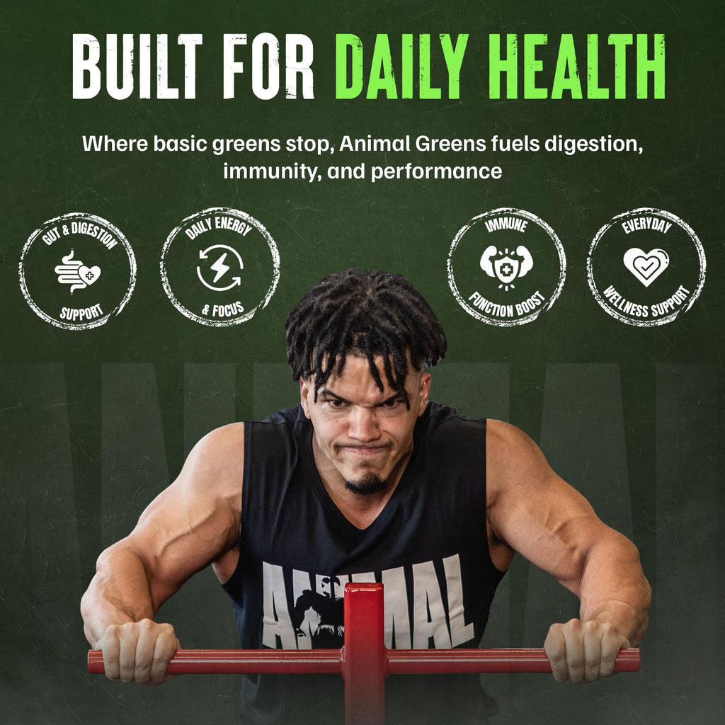 Animal Daily Greens Pill Packs - Kale, Wheat Grass, Alfalfa & More - Convenient Prebiotic and Probiotic Superfood Blend for Superior Digestion, Gut Health, and Immunity For Men & Women - 30 Day Supply