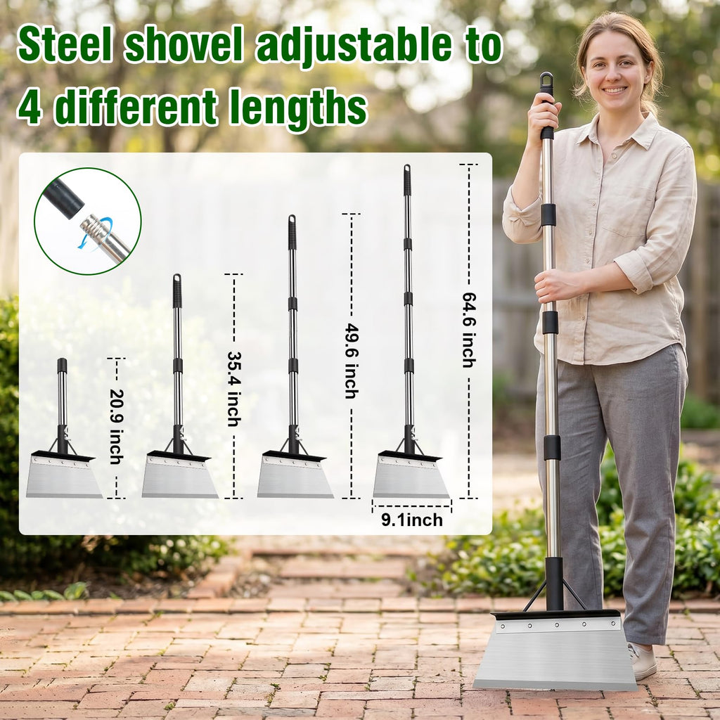 Nisuez Garden Cleaning Shovel, 64" Long Handle Heavy Duty Multifunctional Flat Shovel, Metal Floor Scraper Tool for Weeding, Scraping Moss, Ice & Snow Removal,Edger for Sidewalk, Driveway & Garden