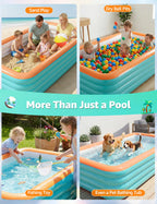 120" Inflatable Pool for Kids & Family, 4-Layer Thickened Blow Up Pool (Stronger Than 3-Layer), 0.32mm Heavy Duty PVC, Durable Swimming Pool for Adults, Kids & Pets Backyard Summer Orange